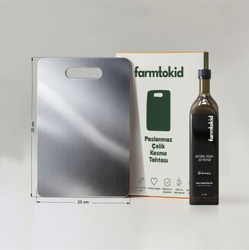 Gömeç Zeytinyağı & Paslanmaz Çelik Kesme Tahtası Özel Seti