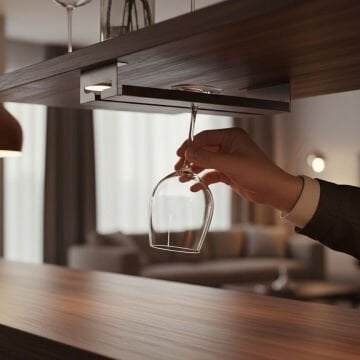 Paslanmaz Çelik Dolap İçi Kadeh Askılığı - 304 Kalite Tekli