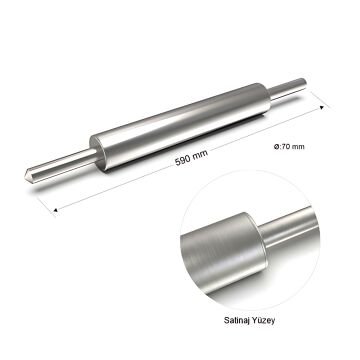 Paslanmaz Çelik Merdane 59 cm 70 mm Çap - 2,5 Kg - 304 Kalite