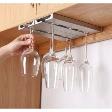 Paslanmaz Çelik Dolap İçi Kadeh Askılığı - 304 Kalite 3'lü