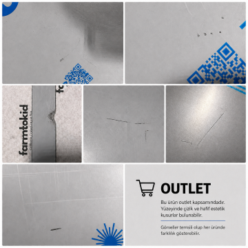Paslanmaz Çelik Tezgahlık – Çift Büküm 55x70 cm – 304 Kalite Outlet Ürün