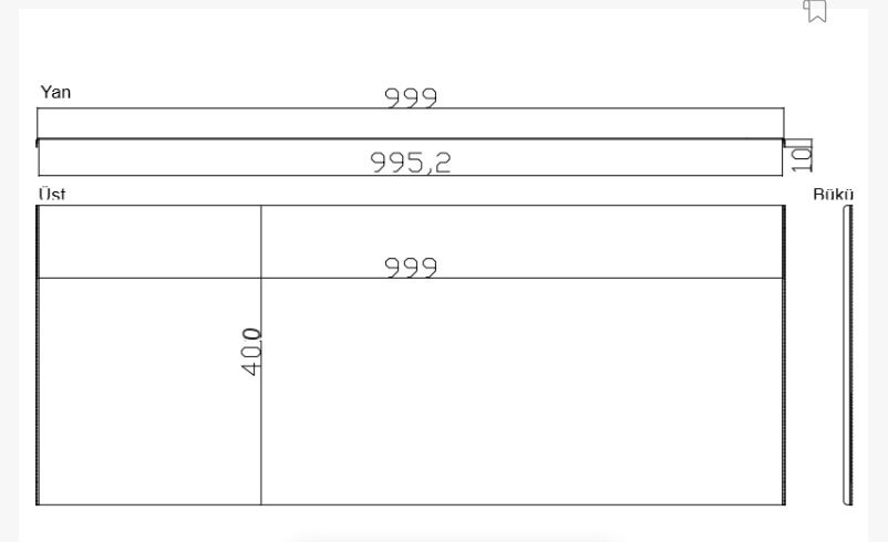 Paslanmaz Çelik Tezgahlık – Çift Büküm Aynı Yön 990x400x1,5 mm - 316 Kalite Özel Ölçü