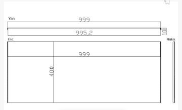 Paslanmaz Çelik Tezgahlık – Çift Büküm Aynı Yön 990x400x1,5 mm - 316 Kalite Özel Ölçü