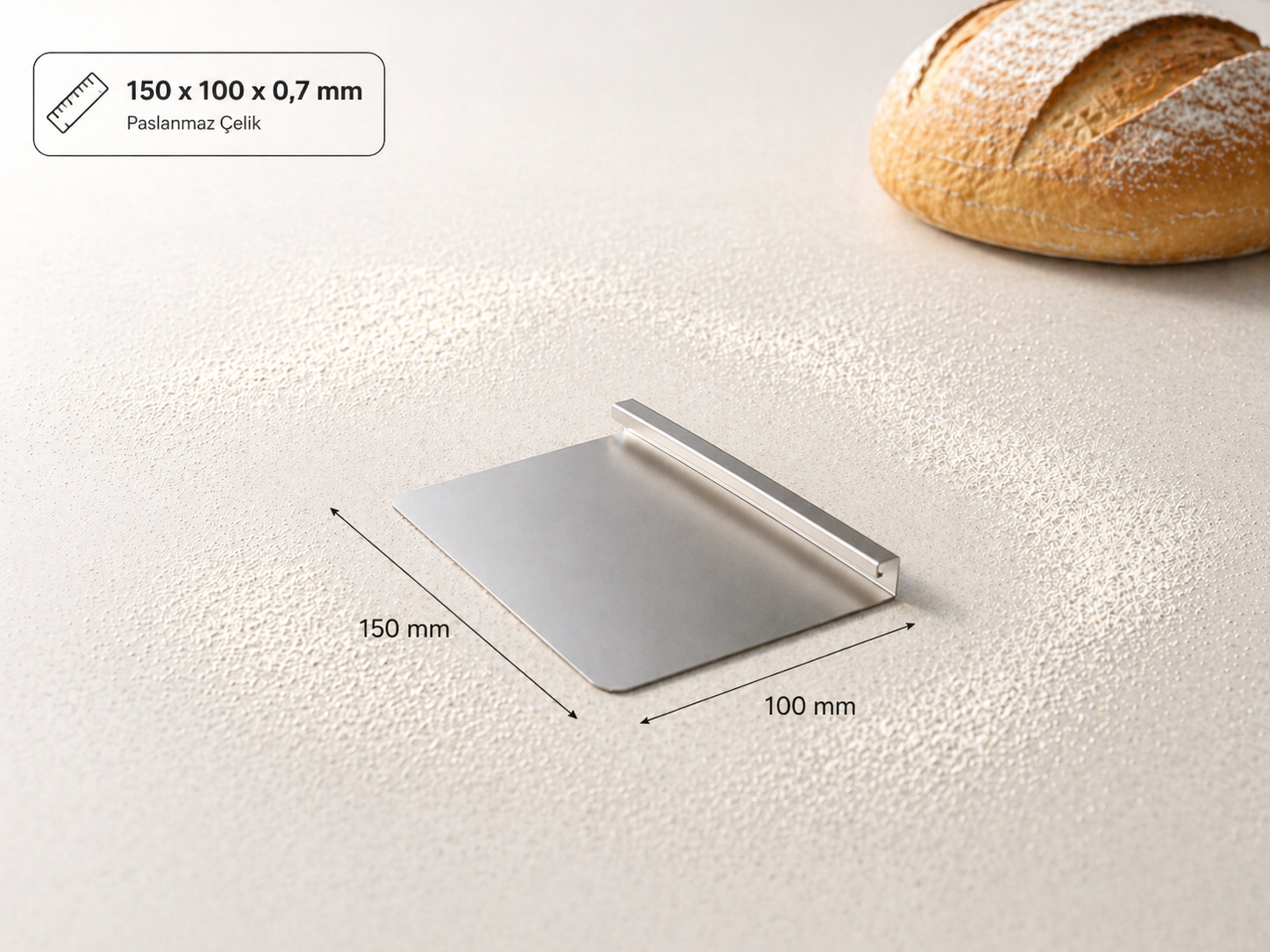 Paslanmaz Çelik Hamur Kesme Aparatı 10x15cm 304 Kalite
