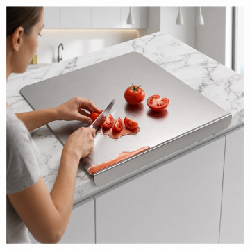Paslanmaz Çelik Tezgahlık – Tek Büküm Bariyerli 50x80 cm - 304 Kalite Outlet Ürün
