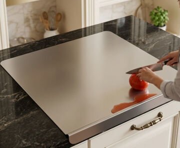 Paslanmaz Çelik Tezgahlık – Tek Büküm Bariyerli 50x80 cm - 304 Kalite Outlet Ürün
