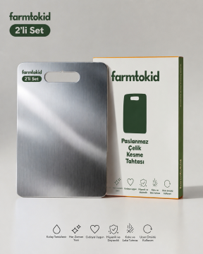 Paslanmaz Çelik Kesme Tahtası 2'li Set – 304 Kalite