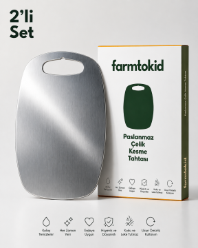 Paslanmaz Çelik Kesme Tahtası Oval 2'li Set – 304 Kalite