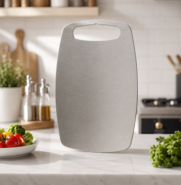 Paslanmaz Çelik Kesme Tahtası Oval 2'li Set – 316 Kalite