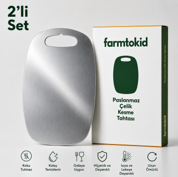 Paslanmaz Çelik Kesme Tahtası Oval 2'li Set – 316 Kalite
