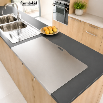 Paslanmaz Çelik Tezgahlık – Tek Büküm 55x70 cm – 304 Kalite