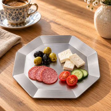 Paslanmaz Çelik Kahvaltı Tabağı-Sunumluk