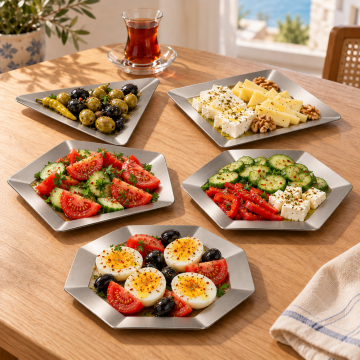 Paslanmaz Çelik Kahvaltı Tabağı-Sunumluk