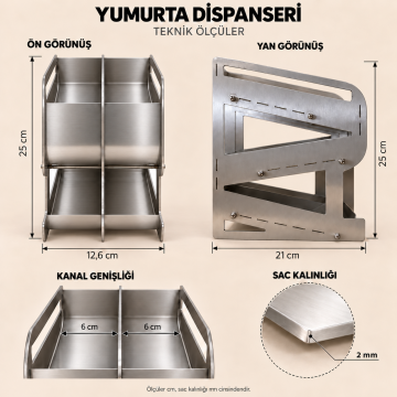 Farmtokid 3 Katlı Yumurta Dispanseri – Çift Kanallı Metal Yumurtalık