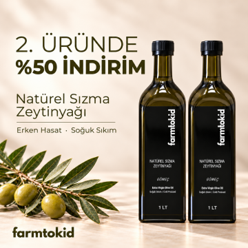 Farmtokid Soğuk Sıkım Natürel Sızma Zeytinyağı 1Lt – 2. Ürüne %50 İndirim